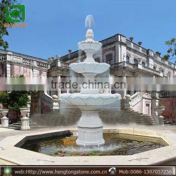 3 Tier Outdoor White Marble Stone Water Fountain For Sale