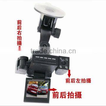 double camera car DVR dual camera car black box with 90 degrees wide angle lens