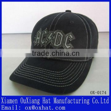 black fitted cotton sports baseball golf cap with applique