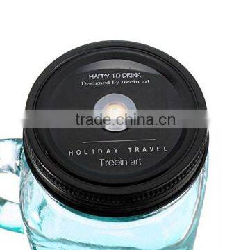 400ml Glass Bottle Mason Jars With Color Painted Wholesale With Caps and Straws photo-5