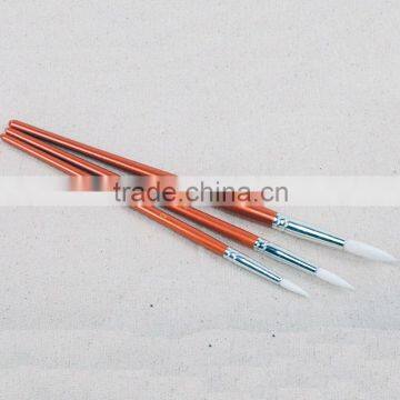 Wholesale 12pcs per Set Short Red Wood Handle White Nylon Hair Round Acrylic Artist Paint Brush Pen Set for Art Painting