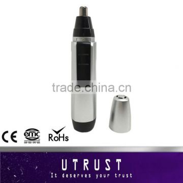 Promotion battery waterproof nose trimmer with three cutting heads