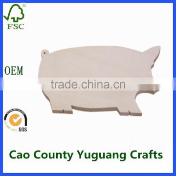 unfinished carved wooden pig shapes for kids toys