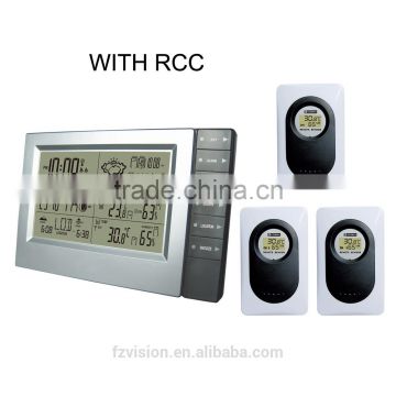 Wireless rf RCC Weather Station with Digital Alarm Clock, wireless Weather Station with 3 Transmitter wifi