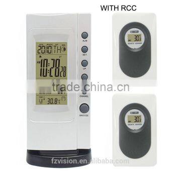 Hot Selling Wireless rf RCC Weather Station In/Outdoor Temperature Humidity Thermometer with 2 Tramsmitters