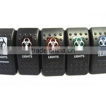 Laser carling dual colors waterproof marine rocker switch