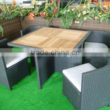 Rattan Furniture Wooden Dining Table Set photo-2