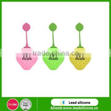 food grade eco-friendly fruit shape silicone tea infuser, strawberry shape silicone tea bag