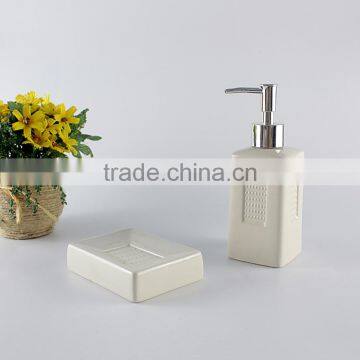 Custom Design 2 PCS Ceramic Bulk Bath Accessories Shampoo Bottle and Soap Dish photo-3
