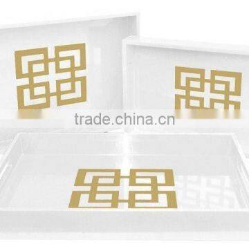 High quality best selling lacquered a center point graphic detail juxtaposed against the lacquer finish Rectangle Tray