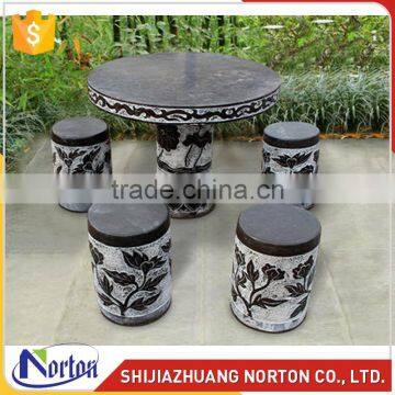 Costomize carving flower four seater marble bench and dining table NTS-B003LI