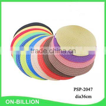 Cheap round shape woven colorful plastic placemat