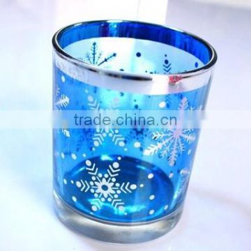 colorful glass candle holder snowflake for Christmas