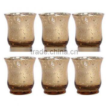 Mercury Glass Gold Candle Holder Set of 6 For Decoration