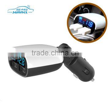 CE Approved Hot Sell 2 USB Adapers Car Charger with Digital Readout