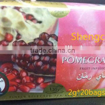 2017 famous and good taste Natural Herbal Pomegranate Tea 2g *20 bags /Organic Green Tea with Pomegranate 2g*20 Tea Bags