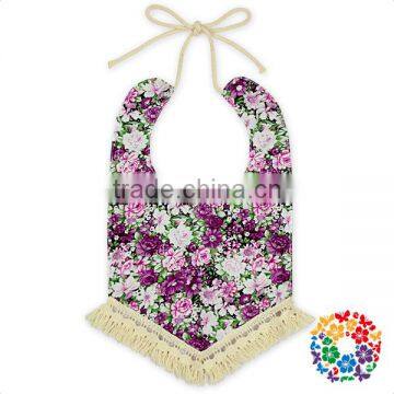 Purple Floral Bandana Baby Bibs Organic Cotton Material 2 Layers Infants Drool Bibs Wholesale Price