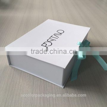 foldable stationery hard paper ribbon box with customized printing