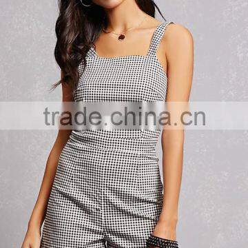 Fashion Ladies Plaid Printing Short Cami Womens Romper photo-2