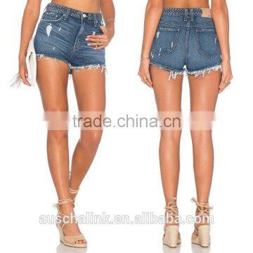 Hot Sale High Rise Custom Sexy Denim Shorts Women OEM Service photo-5