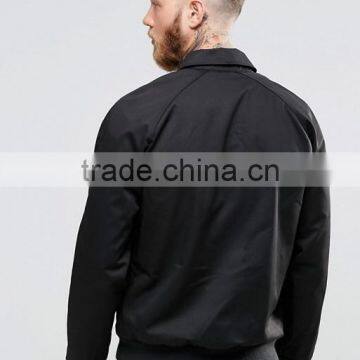 Custom Adults Best Price High Quality New Design Durable Ribbed Collar 100% Cotton Woven Black Casual Men Bomber Wind Jacket photo-2