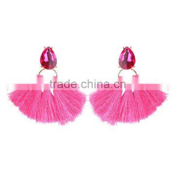 Bohemian Jewelry Rhinestone With Long Colorful Tassel Charms Earrings for Women photo-2