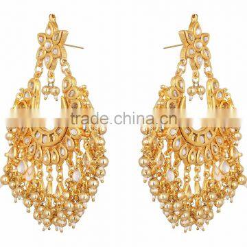 Kundan Jadau Earring Tikka Gold Plated Chand Bali Set photo-4