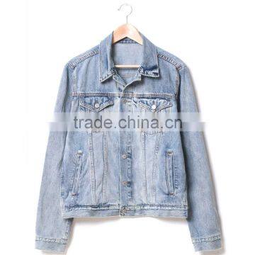 Classic Light Blue Vintage Denim Jacket for Men Custom Printed photo-4