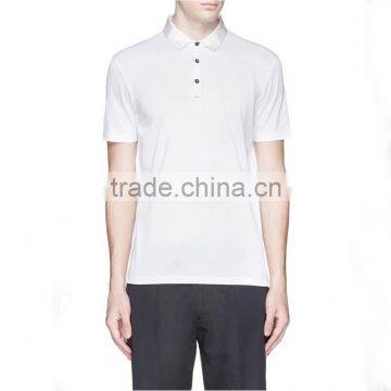 Mens formal plain white polo shirt with ribbon collar men shirt polo