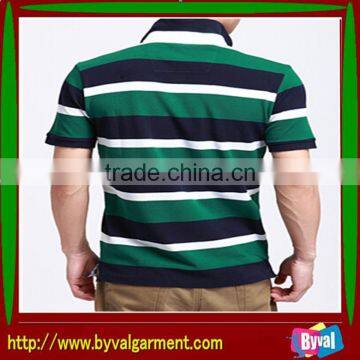Custom 100% Cotton Dark Green Stripe Polo Neck Short Sleeve With 1/4 Collar Open photo-2