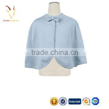 Pink Lovely Pure Cashmere Children Girls Knit Poncho Cashmere Poncho photo-2