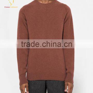 Brown Cashmere Knitted Jumper Men Sweater Knitwear