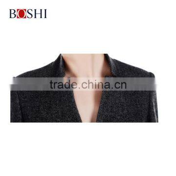 Custom Gery Fashion Blazer Of Ladies Two Button Mandarin Collar Suit photo-4