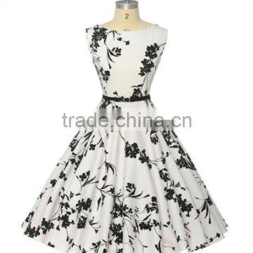 Summer Floral Print Retro Vintage 50s Polka Dot Casual Party Rockabilly Dress photo-3