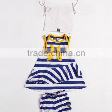 New Fashion Girls Dress Set Infant Clothing Set Inlcude Navy Stripe Dress And Bloomers Fancy Kids Clothing G-NP-CS905-270