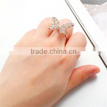 Adjustable Rings Gold Plated Butterfly Animal Clear Rhinestone photo-3