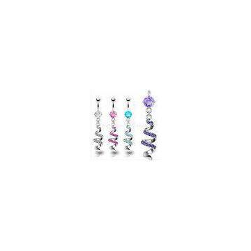 New Surgical Steel CZ Dangle Navel Ring Body Piercings Jewelry For Lady