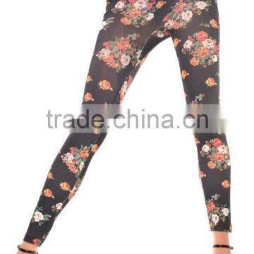 sexy vintage flower pattern printed skinny high elastic leggings pants