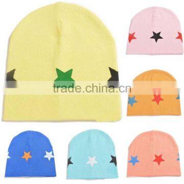 spring&summer korea style 100%cotton cute boys&girls colorful five star pattern baby hat