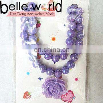 kids jewelry purple rose necklace sets