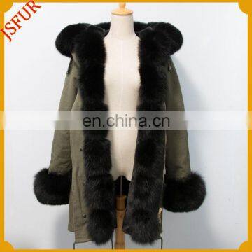 Hot Sale Genuine Fox Fur Inside Long Style Parka For Women