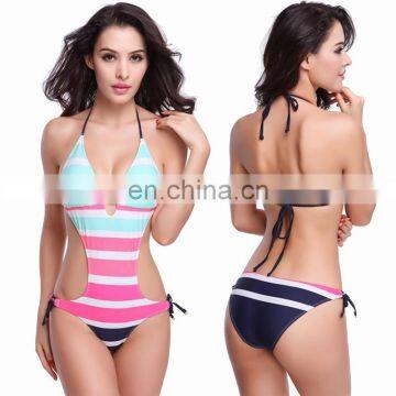 Striped Fully lined 2016 Women's One Piece Sublimation swimwear