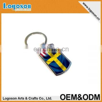 2015 popular items custom design sweden and usa premium key ring with flag