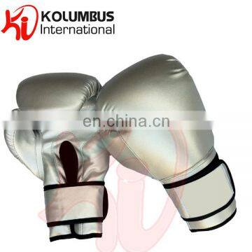 Silver boxing gloves in PU synthetic leather