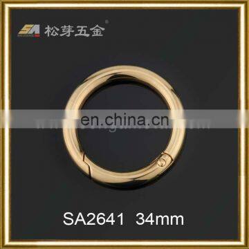 Song A Metal Excellent snap key chain shining gold spring round buckle 34mm