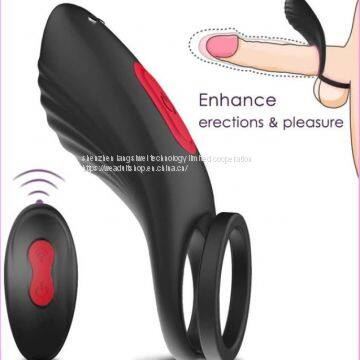 Dual Vibrating Penis Ring Silicone Vibrator Sex Toy For Men