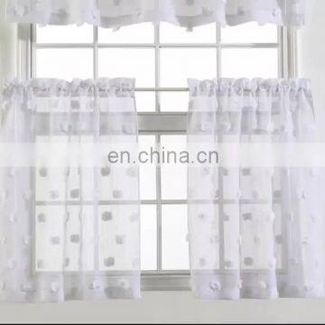 rod pocket voile curtain with pom pom