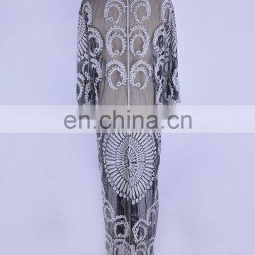 Новый сексуальный прозрачный вырезной вышитый длинный кимоно-кадиган 2019 года. Летние пляжные вещи для женщин: топы и блузки из chiffon-шитца photo-6