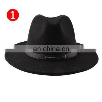 Регулируемые фельтровые шляпы для женщин на зиму, церковные шляпы, шляпы для мужчин на осень, джазовые панамки, винтажные широкополые федоры с ремнем и пряжкой, трильби photo-3