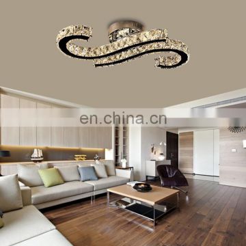 Modern Crystal LED Hallway Ceiling Light Stair Lighting Pendant Flush Lamp Stainless Steel Chandeliers